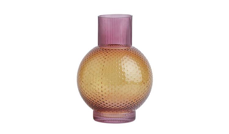 Habitat Textured Glass Vase - Gold & Pink
