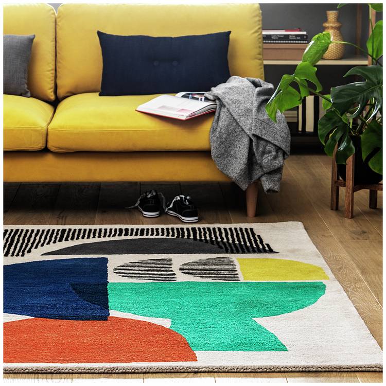 Habitat Mid Century Geometric Natural Cut Pile Rug-230x160cm 0