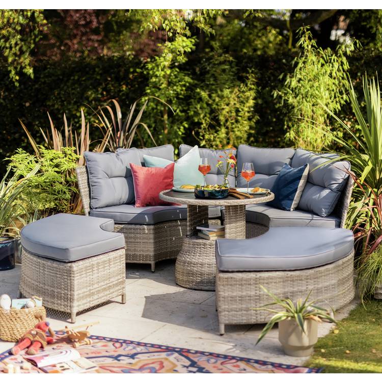Argos Home Saturn 8 Seater Rattan Garden Sofa Set - Grey 0