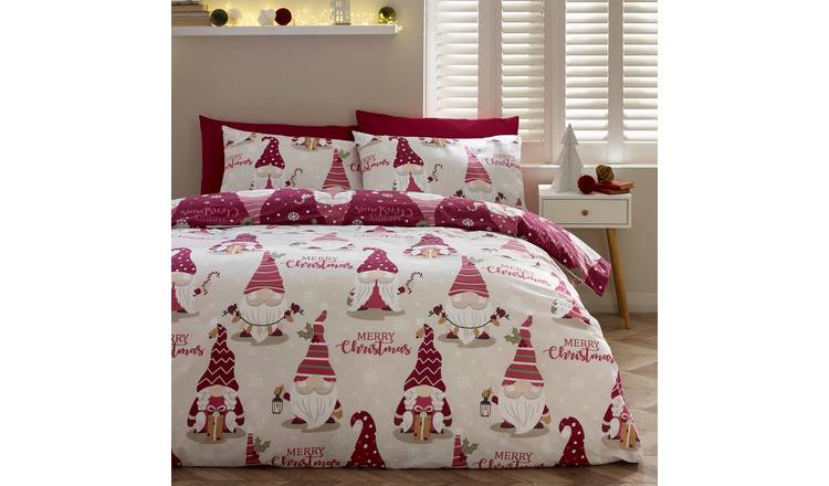 Catherine Lansfield Christmas Gonks Plum Bedding Set - Double