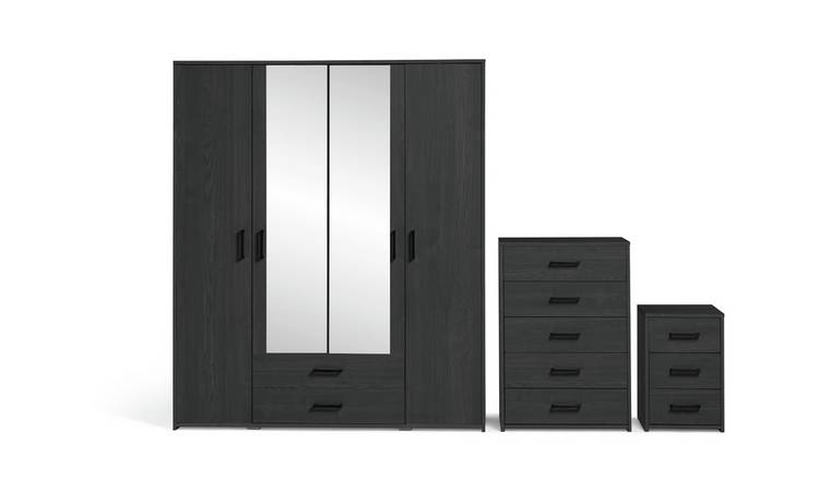 Black 3 piece bedroom deals furniture set