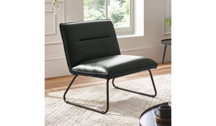 Julian Bowen Saxon Faux Leather Accent Chair - Black