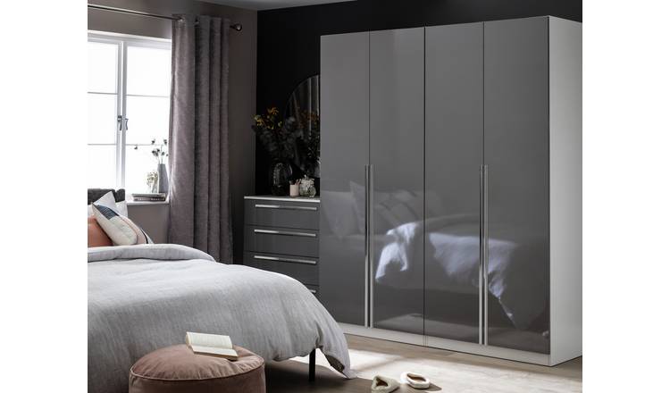 4 door store grey wardrobe