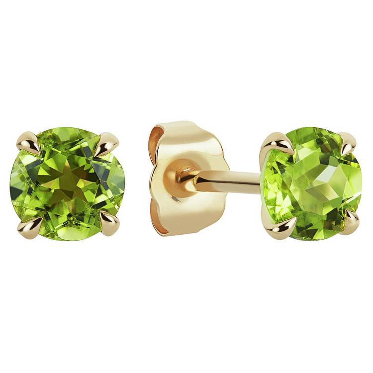 Revere 9ct Yellow Gold Round Peridot Stud Earrings 0