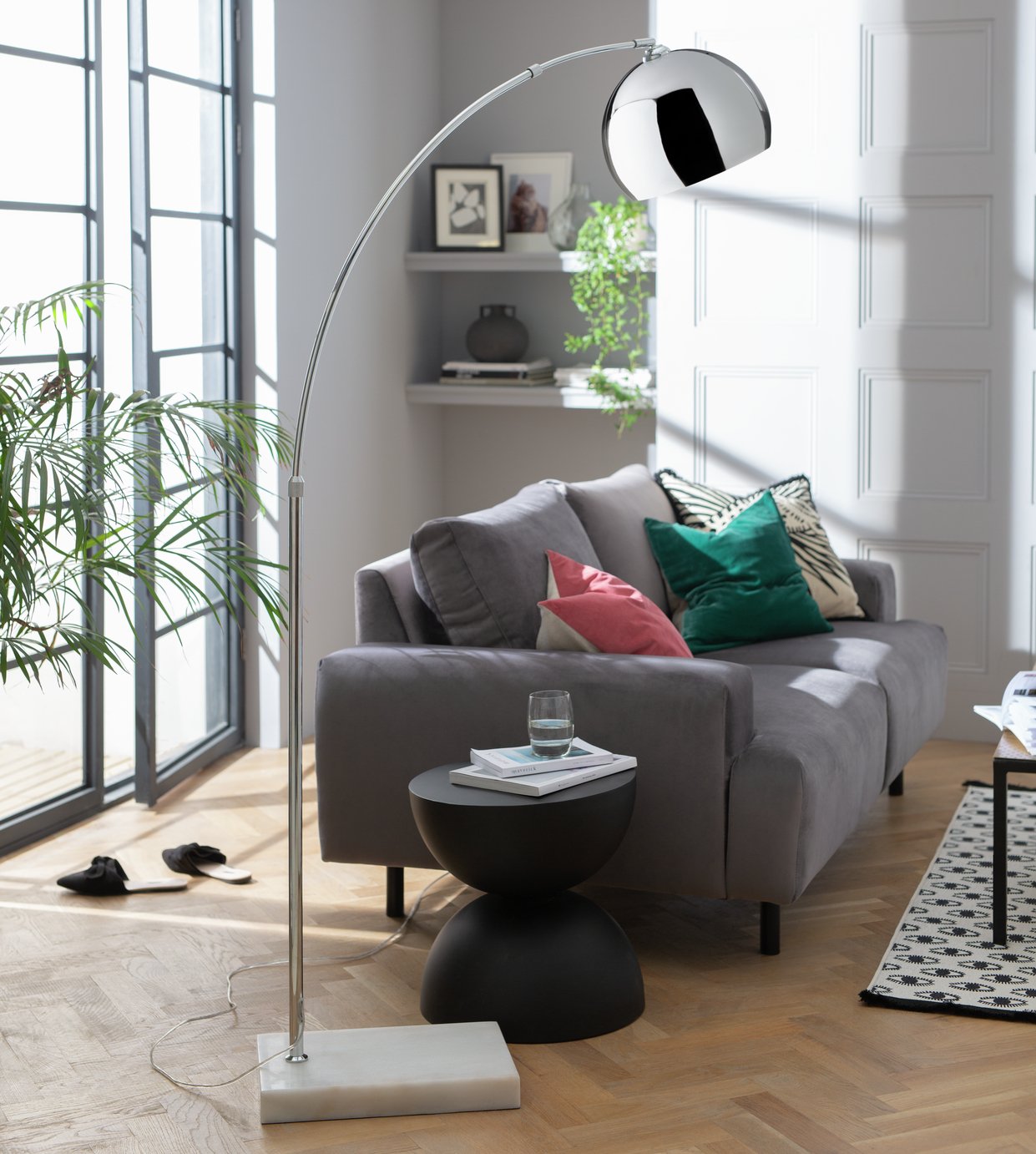 Habitat Nalone Arc Floor Lamp – Chrome & Marble