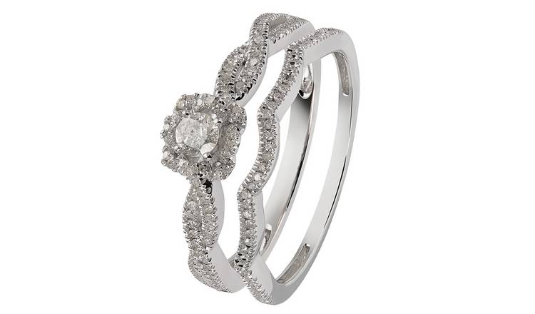 Revere 9ct White Gold 0.25ct Diamond Bridal Wedding Ring - L