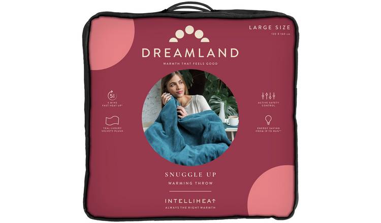 Buy Dreamland Snuggle Up Teal Heated Throw Large Electric