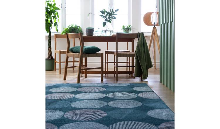 Argos Home Skandi Leaf Teal Cut Pile Rug - 230x160cm