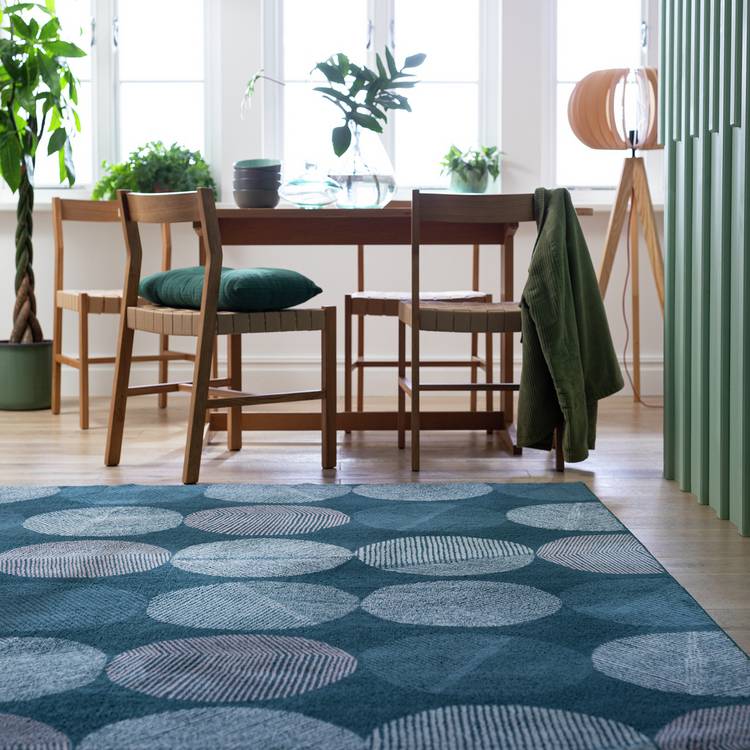Argos Home Skandi Leaf Teal Cut Pile Rug - 230x160cm 0