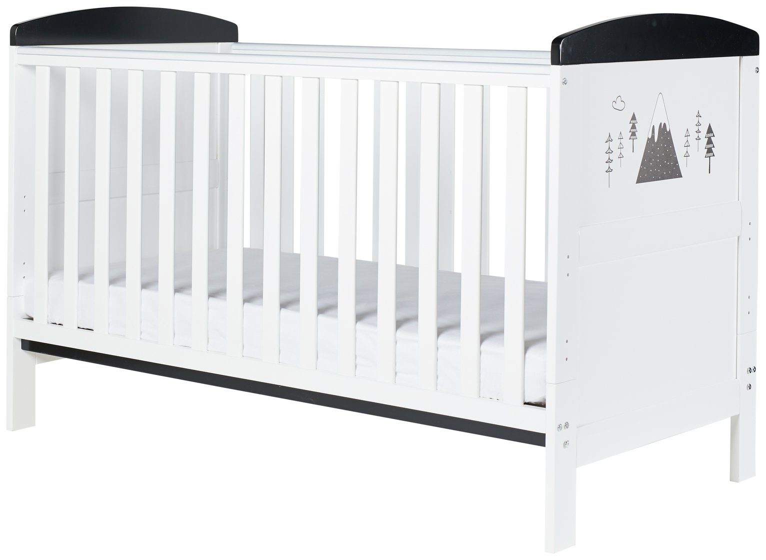 Ickle Bubba Coleby Style Cot Bed – Mono Mountains Black