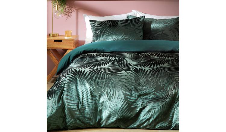 Buy Habitat Feather Velvet Green Bedding Set Double Duvet covers and sets Habitat