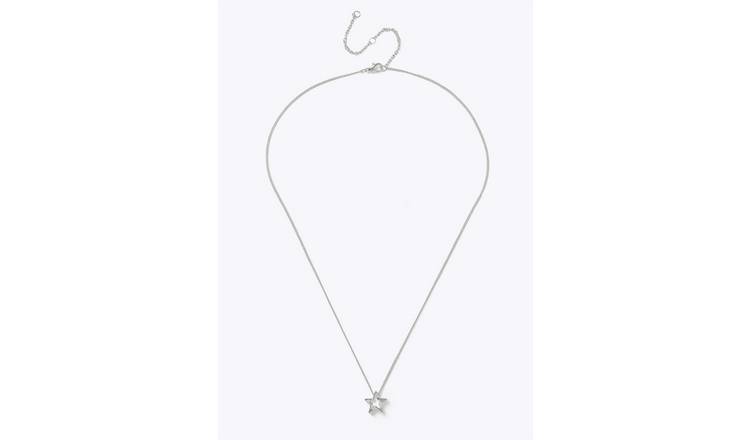 Freedom Silver Tone Mini Star Pendant Necklace