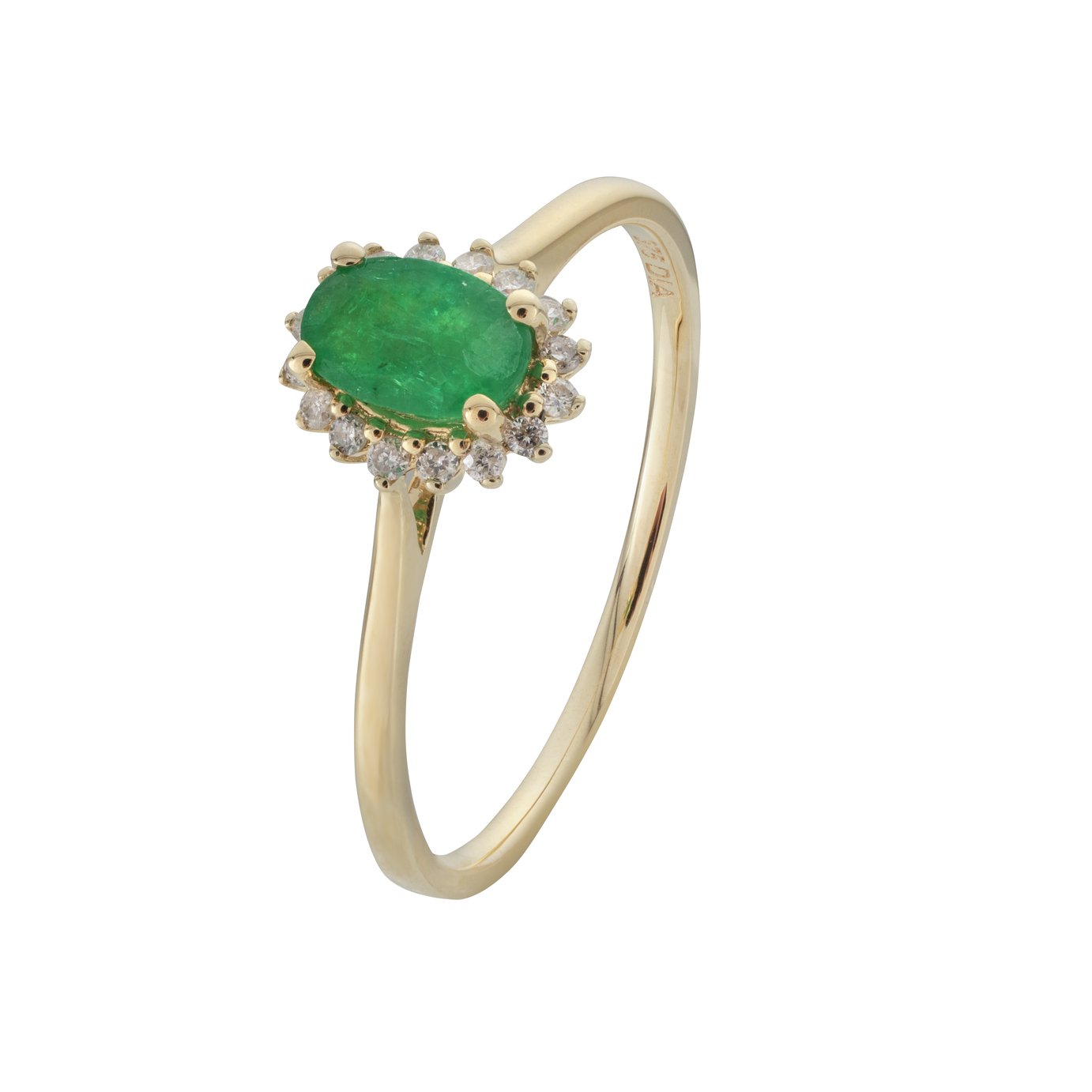 Revere 9ct Gold 0.08ct Diamond and Emerald Cluster Ring - T