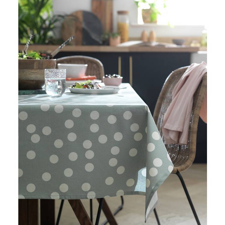 Habitat Spot Wipe Clean Tablecloth - Grey and White 0