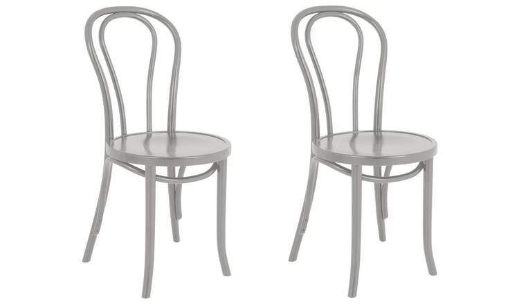 Habitat Larsa Pair of Wood Dining Chairs - Grey