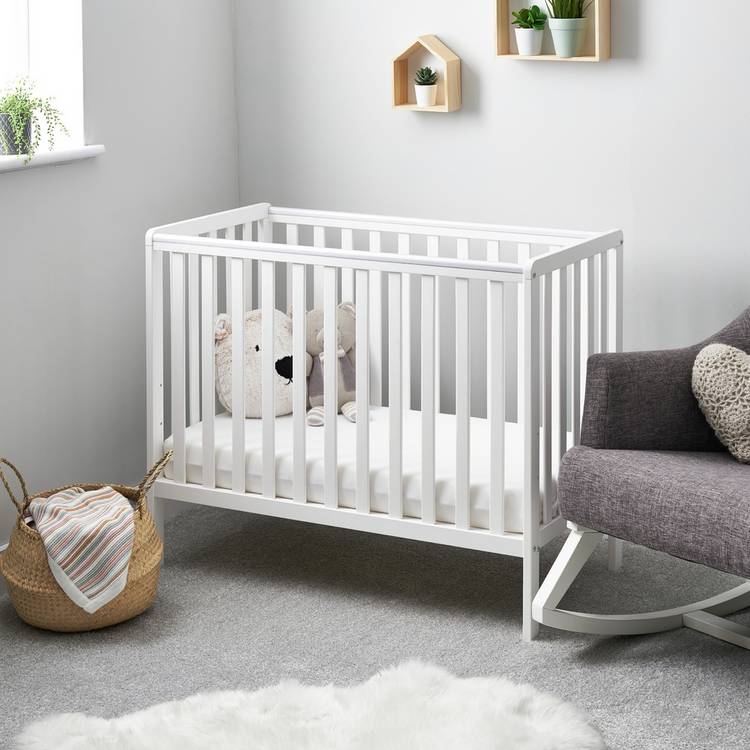 Obaby Bantam Space Saver Cot with Fibre Mattress - White 0