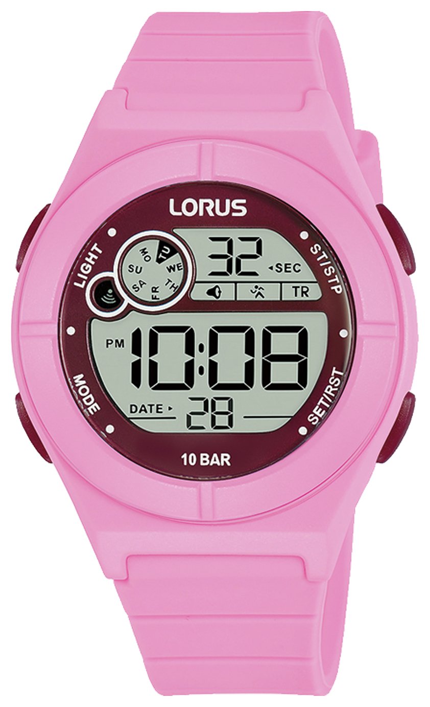 Lorus Girls Pink Silicone Strap Digital Watch