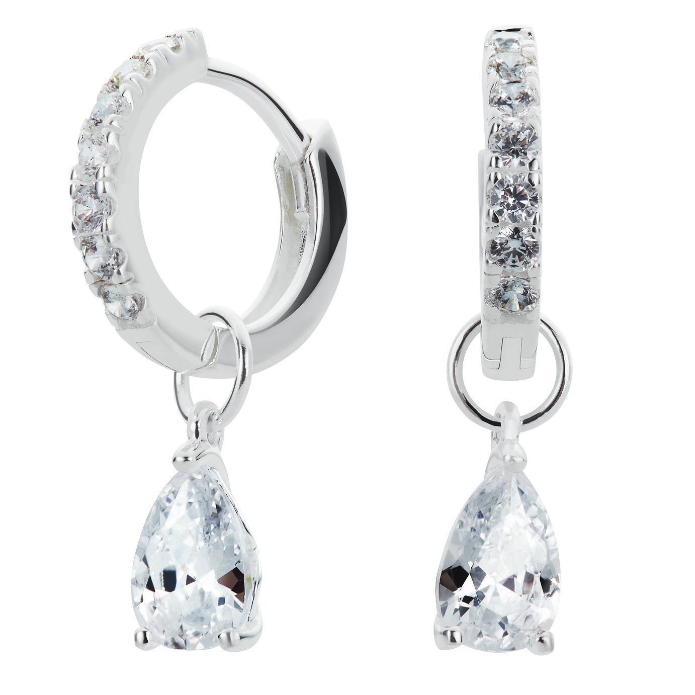 Revere Sterling Silver Cubic Zirconia Huggie Hoop Earrings