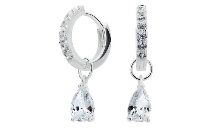 Buy Revere Sterling Silver Cubic Zirconia Huggie Hoop Earrings | Womens ...