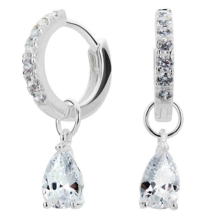 Revere Sterling Silver Cubic Zirconia Huggie Hoop Earrings 0