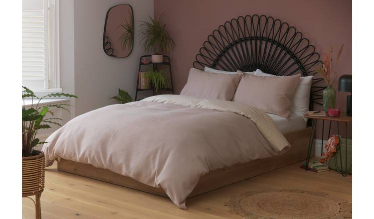 Habitat Cotton Waffle Plain Blush Pink Bedding Set - Single