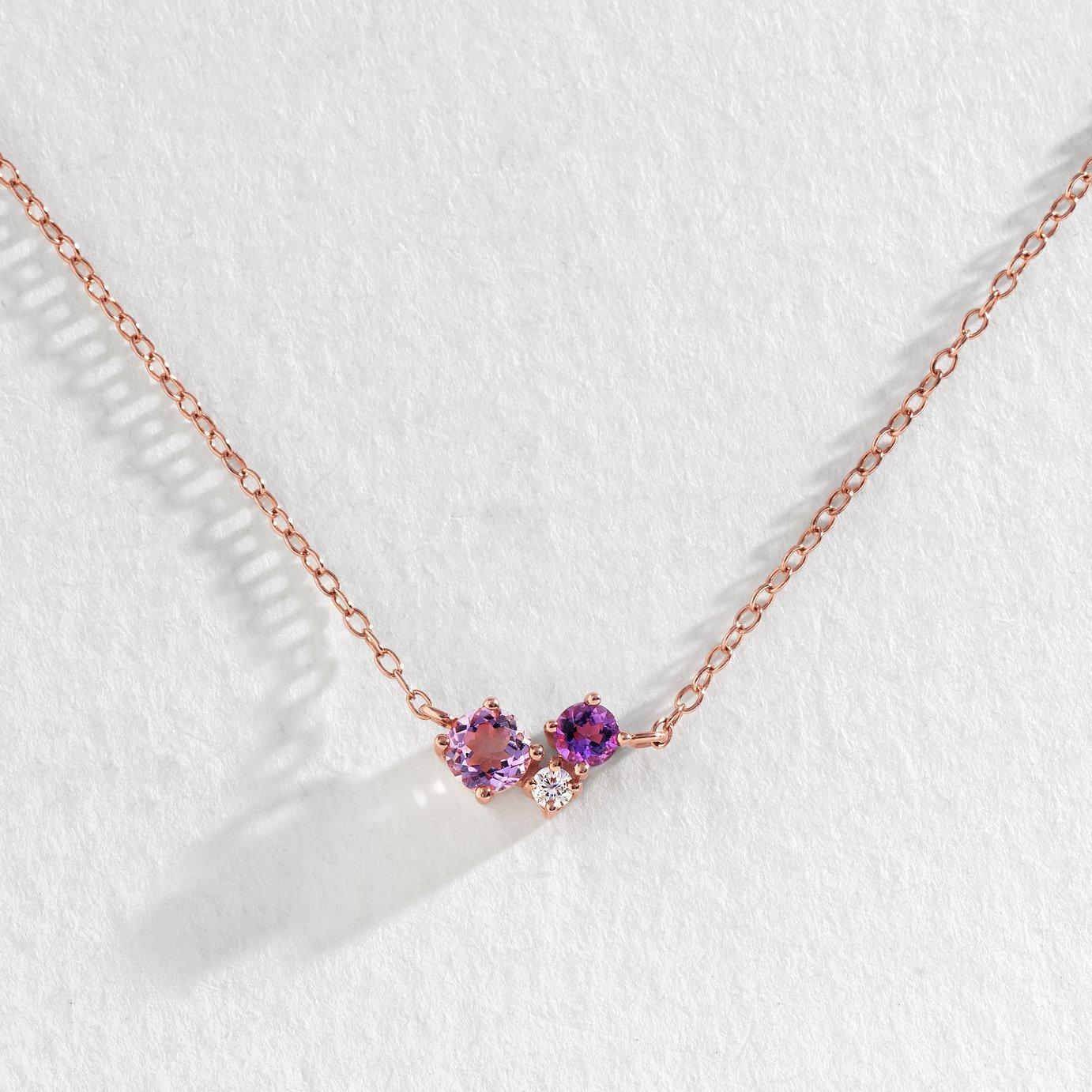 Revere Rose Gold Plated Silver Pink Amethyst Necklace