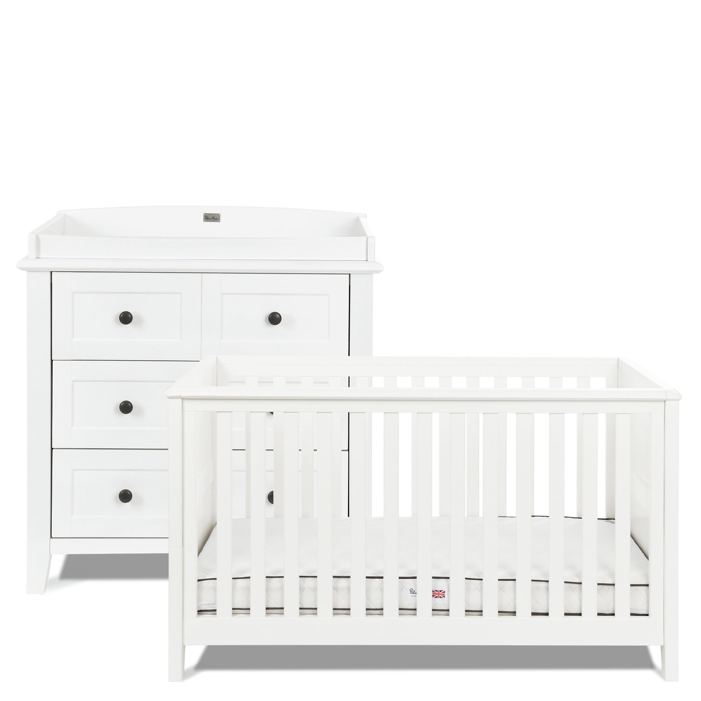 Silver Cross Nostalgia Cot Bed and Dresser - White