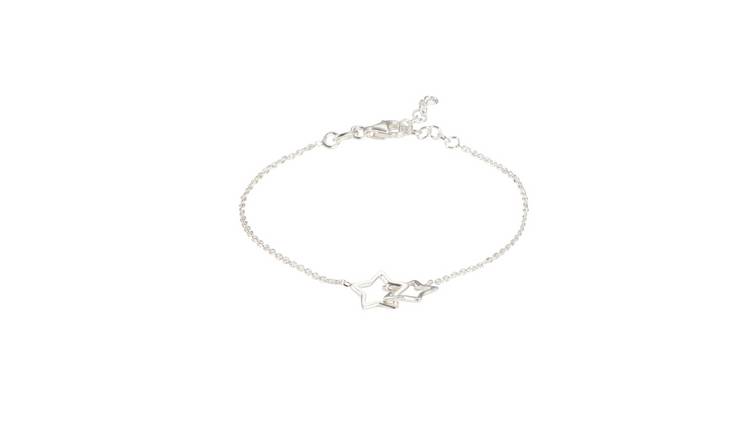 Buy Revere Sterling Silver Double Star Charm Bracelet | Womens ...