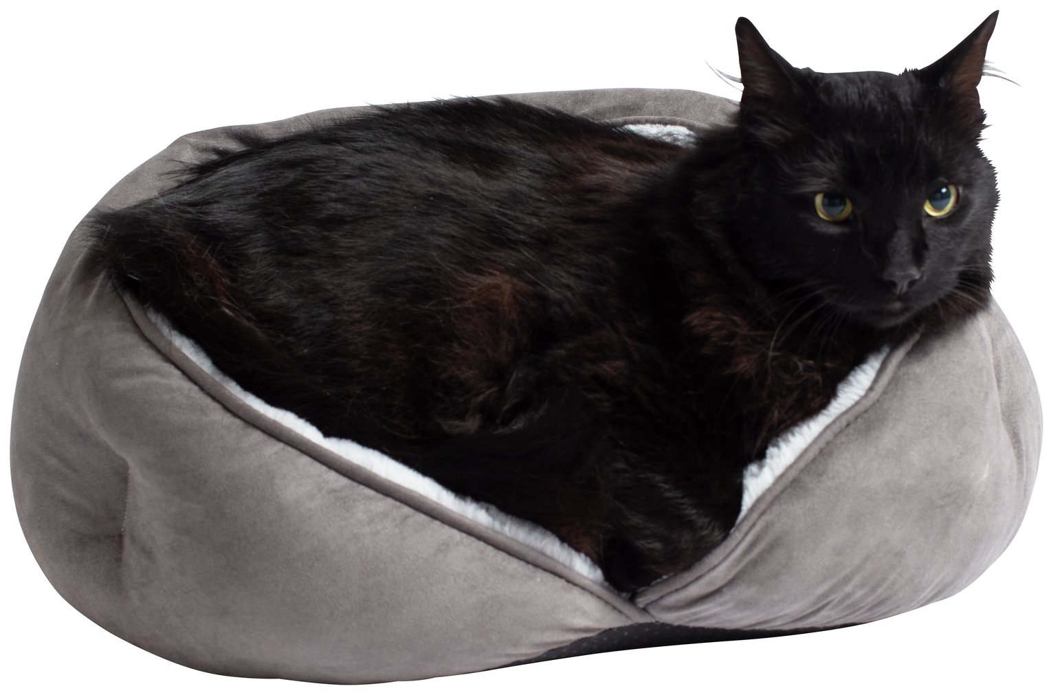 Grey Suede and Faux Fur Cat Bed