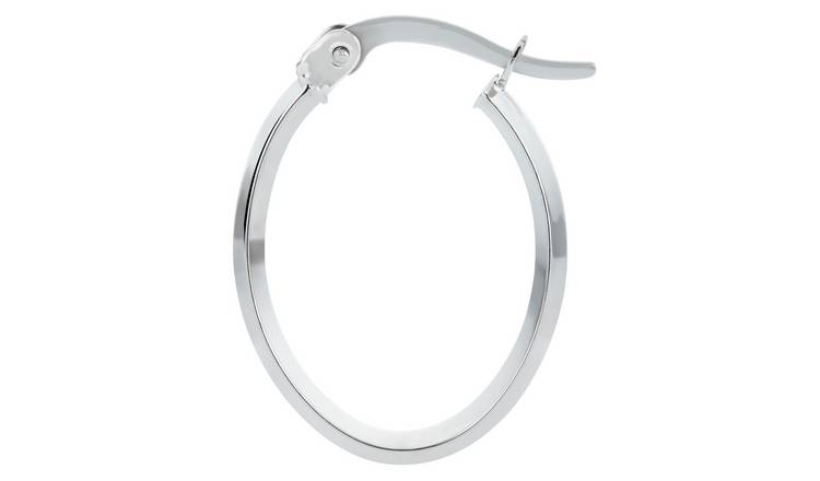 White gold sale oval hoop earrings