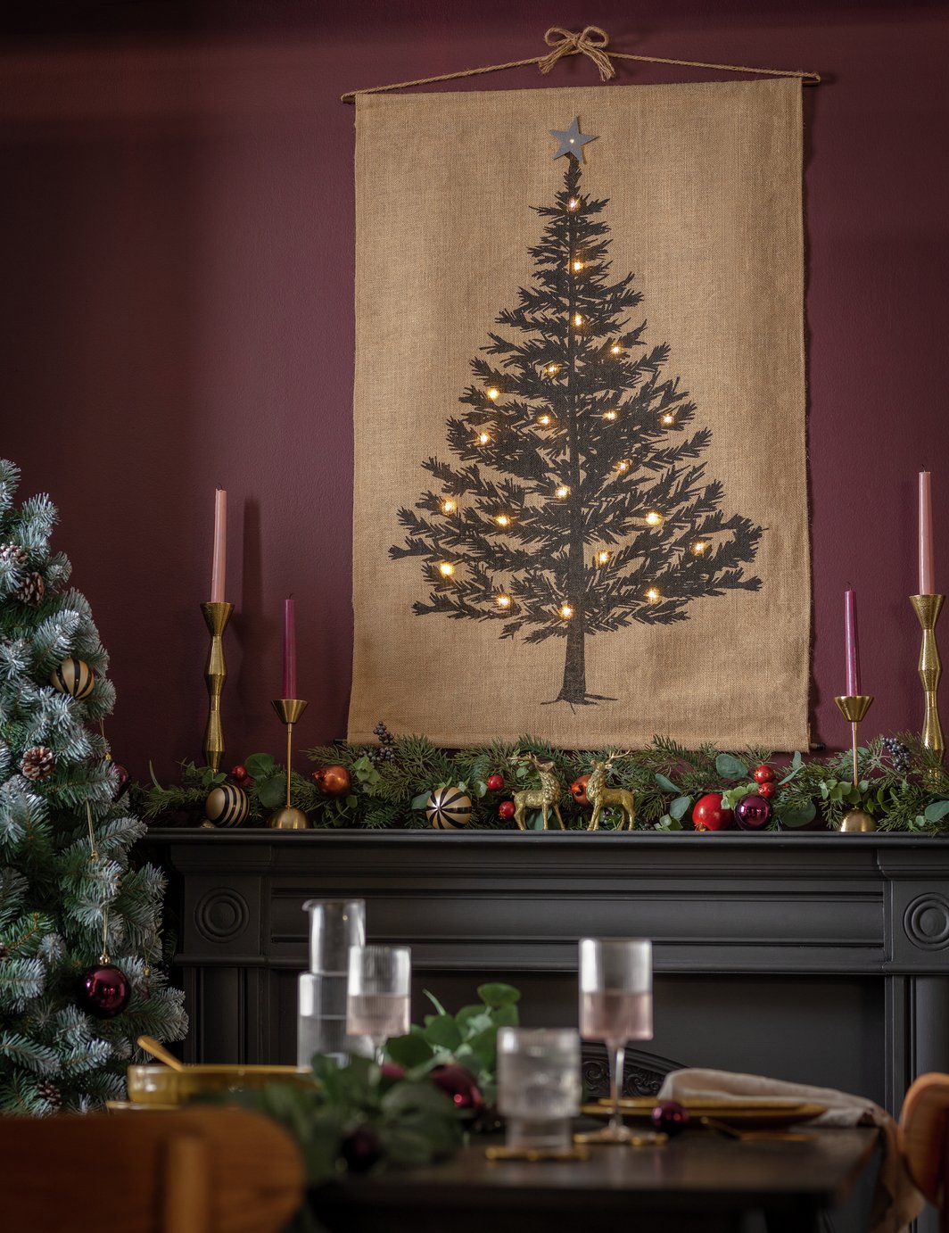 Argos Home Christmas Light Up Tree Canvas Decoration