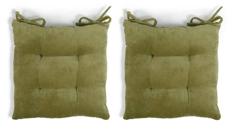 Habitat Citrine Pack of 2 Seat Cushions - Olive Green