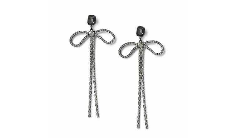 Freedom Gunmetal Bow Drop Earrings