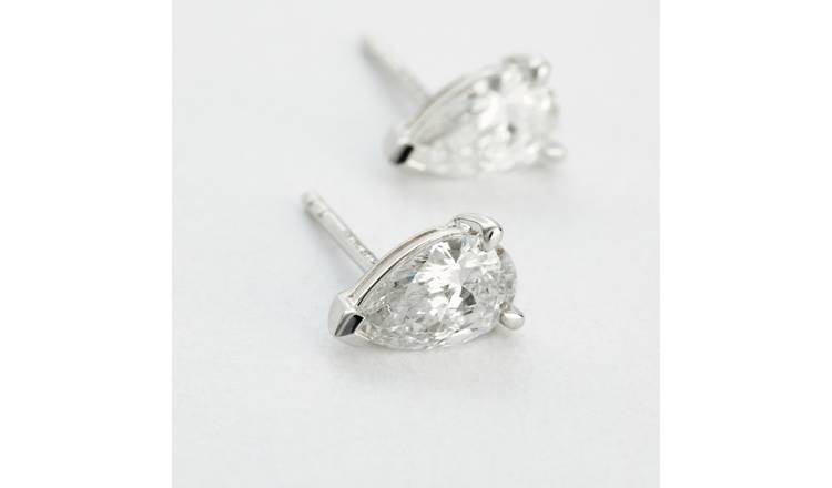 Revere 9ct White Gold 1ct Lab Grown Diamond Pear Cut Stud Earrings