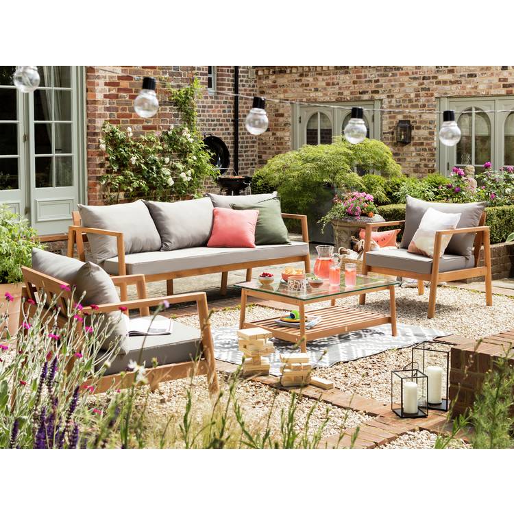 Habitat Hanson 5 Seater Wooden Garden Sofa Set - Grey 0