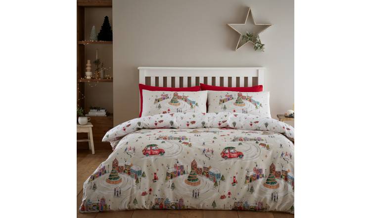 Catherine Lansfield Christmas Town Neutral Bedding Set - Double