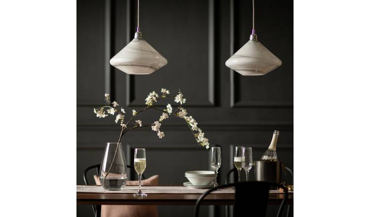 Buy Habitat Lati Marble Glass Pendant - Black & White | Ceiling lights ...