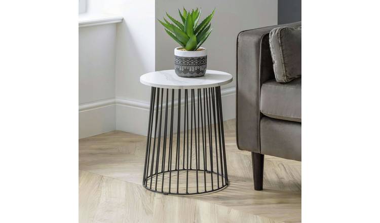 Julian Bowen Broadway Side Lamp Table - Marble Effect