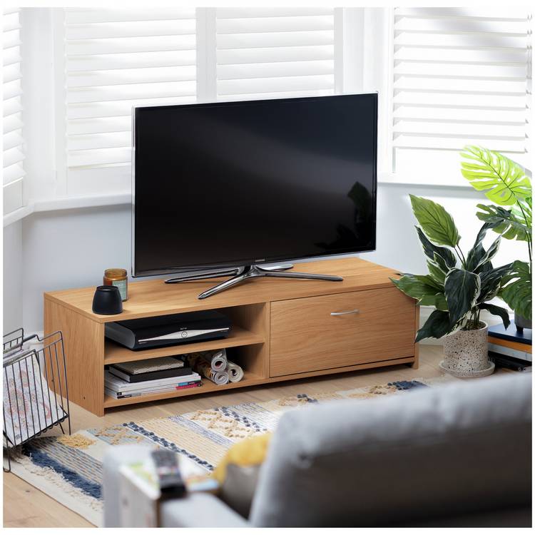 Argos Home Squares 1 Drawer TV Unit - Oak Effect 0