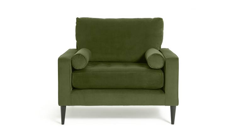 Habitat Hudson Velvet Cuddle Chair - Olive
