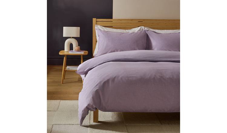 Habitat Reset Cotton Textured Print Lilac Bedding Set-Single