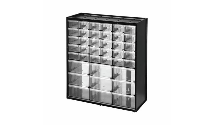 Stanley Multi-Purpose Plastic Storage Bin with 30 Small, 9 Large Drawers - Black