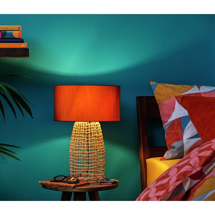 Habitat Luiss Rattan Table Lamp - Orange 0