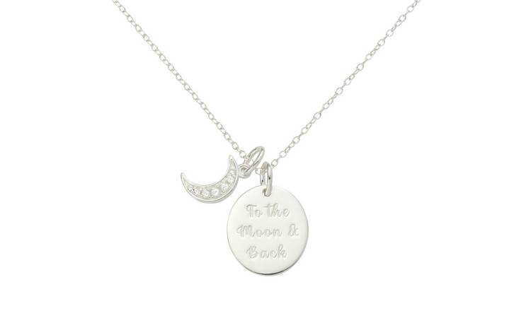 Moon & Back Sterling Silver Cubic Zirconia Charm Pendant