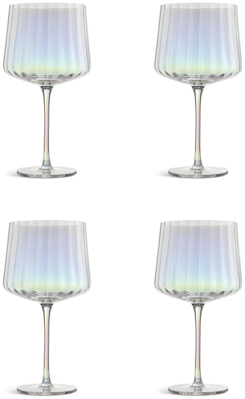 Habitat Iridescent Lustre Fluted Set of 4 Gin Glass