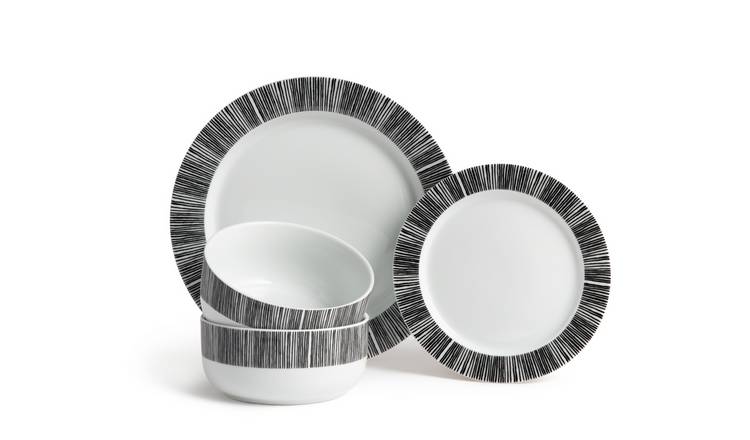 Black and white plate hot sale set