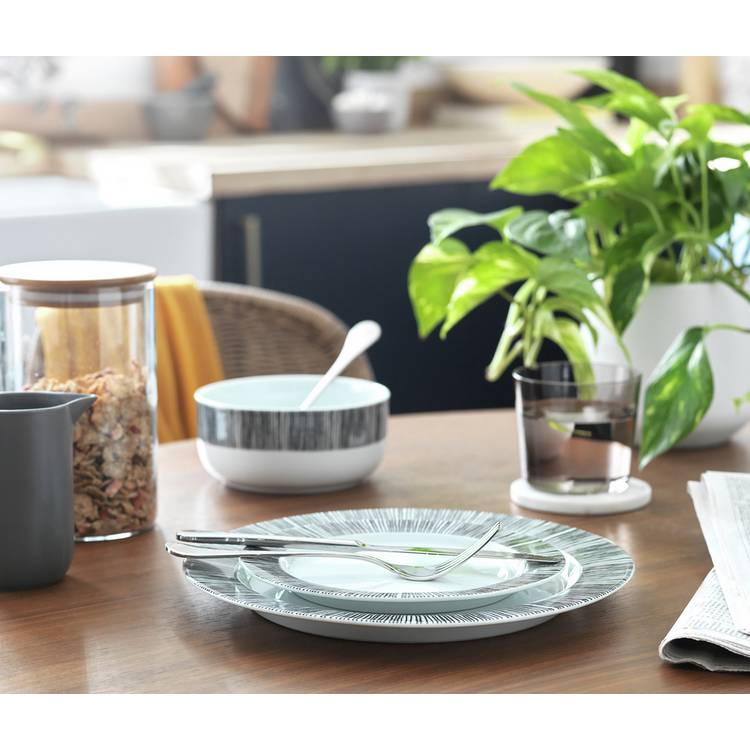 Habitat Black Dash 12 Piece Porcelain Dinner Set 0