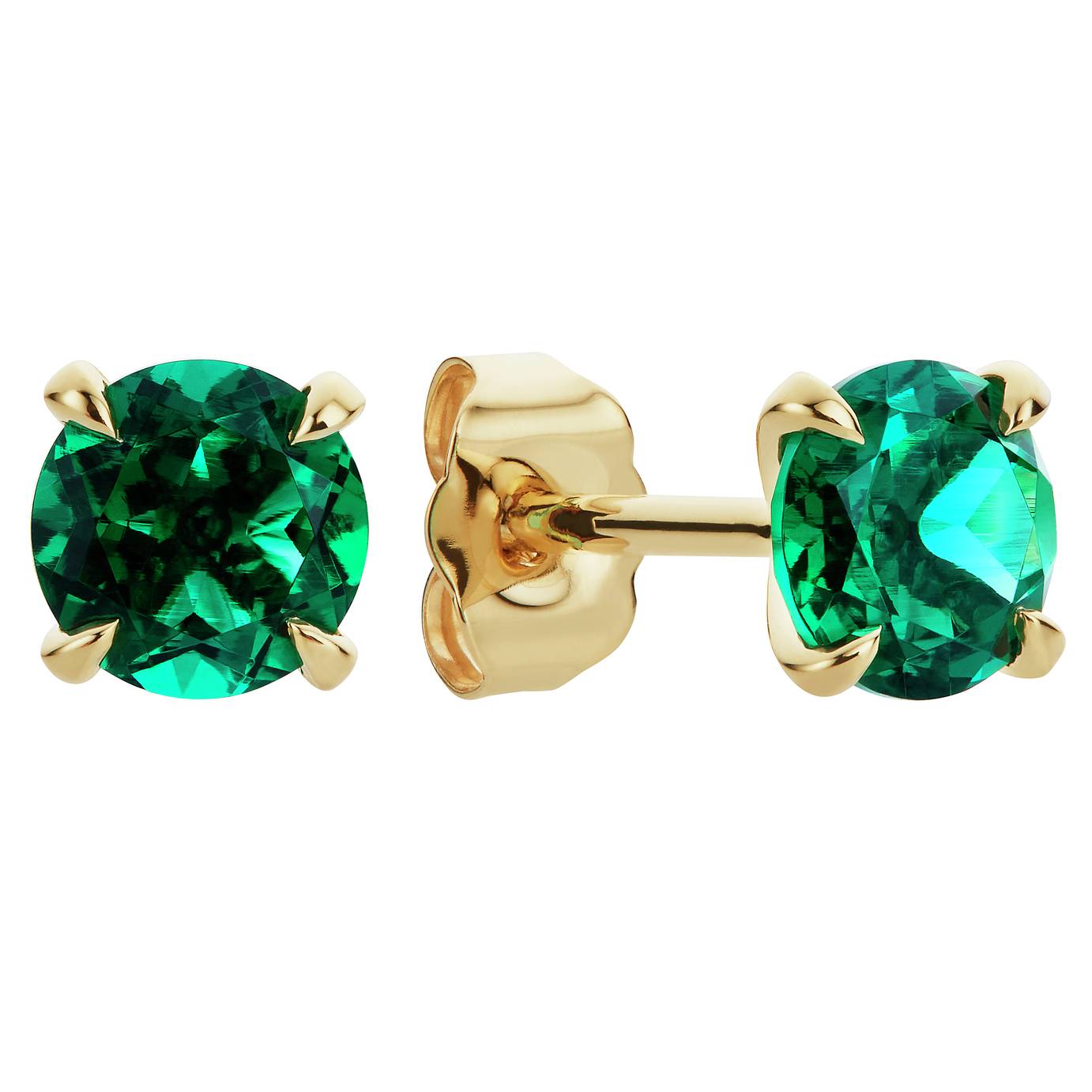 Buy Revere 9ct Yellow Gold Round Created Emerald Stud Earrings  Womens 