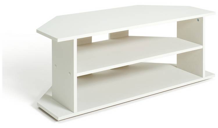 Tall white deals corner tv unit