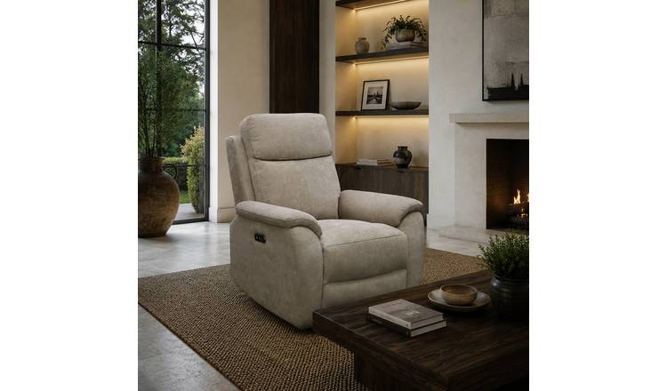Aspire Kingsmere Fabric Power Rise Recliner Chair - Natural